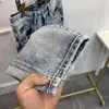 Metall bestickte Hip Hop Ripped Jeans Sommer Casual Hosen Designer Jeans Mode gerade Hose Plus Größe 40 Größe 105 kg Hosen Herren Kleidung