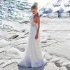Koronkowy kantar Kantar A Line Suknie ślubne Summer plaża boho szyfonowy suknie ślubne z seksownym wysokim rozłamem otwartym rękawem