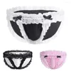 Underpants Sissy Panties Mens Lace Ruffles Underwear Brim Briefs Pouch Gays Lingerie Imitates Bikini Erotic Hombre Elasticity