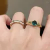 Cluster Rings 925 Silver Plated Gold Set 6 6mm Emerald Sugar Tower Ring for Women in Europe och America Border Border Style