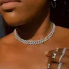 Łańcuchy punk lodowe kryształowe kubańskie łańcuchowe naszyjniki dla kobiet mężczyzn złoty srebrny kolor Chunky Choker moda biżuteria 3585673