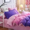 寝具セットfunda de edredn cmodo juego cama con gradiente color morado y rosa suave almohada sbana ropa