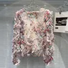 Женские блузки 2024 Летний французский сладкий стиль Трехмерный цветочный плиссированный шифоновый блуз