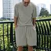 Men filhas de tracksuits casuais masculinos de duas peças conjuntos de verão respirável tampos de seda e shorts ates em homens roupas de moda de moda pura roupas de cor