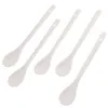 Spoons 5pcs Large Soup Spoon Ceramic Long Handle Coffee Scoop Kitchen Ladles For Eating Porridge (White)