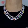 Gra Sier 4mm 5mm Buzlu VVS Diamond Hiphop Erkekler Moissanit Tenis Zincir Kolye