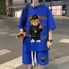 Летнее мужское спортивное костюм Cartoon Streetwear Hip Hop Rock Casual Short Suit