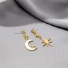 Boucles d'oreilles en peluche 1 paire Moon étoile blanche pour les femmes filles gold couleurs croix charmons oreille goujon pending drop bijoux