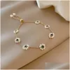 Chain 2024 New Fashion 14K Yellow Gold Elegant Delicate Flower Pearl Zircon Bracelet Women Jewelry Party Premium Gift Wholesale Drop D Dhse6