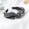 2024 Wholesale European Stripes Cross Knot Girl Hair Accessories Hot Sale Pretty Lady Printing Cloth Headband Fashion Soft Color Girl Women Hair Band