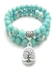 SN0643 Bijoux arbre de vie Yoga Mala Bracelet Turquoise Protection de guérison Bracelet Spiritual Elastic Elastic Bracelet PS08534617