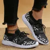 Casual Shoes 2024 Kvinnliga snörning Kvinnor Vulcanize Fashion Leopard Print Round Head Mesh Sneakers