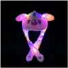 LED Rave Toy mit Lichtern Cartoon P Animal Dancing Hut Ohren bewegliche Jum Bunny Rollenspiel Party Weihnachtsfeiertag niedlich für Kinder DHX07
