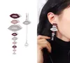 Asymmetrie lippen bengelen drop oorbellen bling vol kleurrijke kubieke zirkonia sieraden vrouwen meisje cadeau2100858