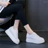 Casual Shoes 2024 Genuine Leather Cowhide Sneakers Women Lace Up Sports Platform Spring Running Vulcanized White Flats Plus Size