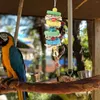 Autres fournitures d'oiseau Parrot Cage jouet cage canary suspendu en bois de maïs en bois de nourriture à mastication