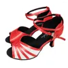 Tanzschuhe Elisha Schuh benutzerdefinierte Ferse rote Farbe Frauen Salsa Latin Sandalen Open Toe Party Tanzen