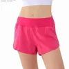 Shorts voor dames L8263 High-Rise Lined Short Pants Women Sports Yoga Shorts met rugzipperzak Running Shorts C240413