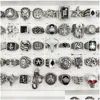 Clusterringe Großhandel 50pcs/Los Punk Gothic Crown AG für Männer und Frauen Mischen Stile Schwarze Glasur antiker Siery Vintage Jewelry Geschenk Dr. Dha6e