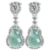 Orecchini a pennaglie naturale a una goldiera di acqua blu smeralda di carico S925 Silver Giade Stone Fashion Eargrope