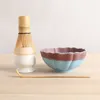 مجموعات Teaware Luwu Ceramic Matcha Tea Bowl Lotus Flower Chawan with Bamboo Hopisk و Chasen Holder 250ml