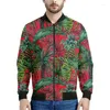 Herenjacks Tropische bananenbladeren Patroon Print Bomber Jacket 3d Sweatshirt met lange mouwen Oversize Street Zipper Coat