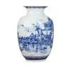 Klassisk kinesisk blå och vit keramisk vas Antik bordsskiva Porslinblomma Vase för El Dining Room Decoration 210623232U1369150