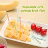 Disposable Flatware Fruit Fork Set Sign Plastic Two Teeth Home Eating Cake Dessert Small Tableware Forks