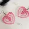 Boucles d'oreilles cerceaux x7ya acrylique à double cœur y2k sweet girl pendant crochet boucles d'oreille