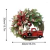 Fleurs décoratives Red Truck Farmhouse Wreath Christmas Garland Garland Home Decor Products For Courtyard Front Door Balcony Garage