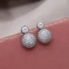 Stud Earrings 2024 Korean Design Fashion Jewelry 14K Gold Plated Close Set Zircon Round Elegant Women's Daily Work Accessories