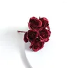 Decorative Flowers 6Pcs/Bunch Rose Artificial Bouquet Fake Flower For Home Decor Wedding Decoration DIY Craft Garland Gift Accessories