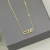 Diseñador Messikas Jewelry 2024 Nuevo versión alta Meijia Collar deslizante de tres diamantes cadena de cuello de colgante completo de colendiente