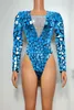 Stage Wear Shinning Mirror Sequined Sexy Mini Sheath Bodysuit Evening Club Party Celebrate Costume Dancer Prom Nightclub