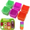 Baking Tools Food Grade Silicone Lunch Compartment Microwave Heated Square Portable Box Salad Dressing Container