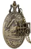 Vine Retro 3D Vapor de trem de bolso com cadeia de colar Locomotive Design Men Women Antique Quartz Clock Presente Collectab5193768