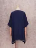 Partykleider dunkelblau böhmisch bestickter entspannter T-Shirt Strandkleid für Frauen Kleidung 2024 Sommer kausal atmungsaktive Mini Q347