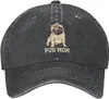 Ball Caps Pug Mom Dog Womens Denim Baseball Cap Trucker Hat For Women Unisex