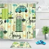 Rideaux de douche Spring House Garden Car imperméable tissu rideau ensemble Crochets de salle de bain