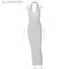 Grundläggande avslappnade klänningar Sexig DP V Neck Halter Maxi Dress Women Strench Backless Party Bodycon Long Dresses Female Clothes Club Mujer Party GV068 1 T240415