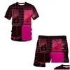 Herrspårar Summer Mobile Technology 3D Print Casual Tracksuit Mens Suit Short Sleeve T-Shirt Sports Shorts 2 Piece Set 220624 D DHMPI