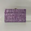 Bolsas de noite pérolas pêlo roxo bolsa de ombro bordo manuseio de cadeia caixa de acrílico garra bolsa de festa de casamento