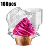 Baking Moulds 100 Pcs Clear Cupcake Boxes Set Kit Holders With Lid Single Compartment Muffin Carrier