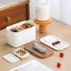 Servis japansk stil träkornplast bento box dubbelskikt förseglad mikrovåglig lunch vuxen studentkontor utomhus