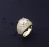 Micro pavimentado gelado cúbico zircão dourado colorido anel de diamante de diamante jóias de hip hop para homens mulheres presentes7893121