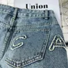 women jeans designer shorts womens fashion letter spliced printed denim Shorts summer casual Jeans