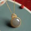 PENDANTI ELEGANTE LADY Jade Purple Round Round Necklace Accessori Anniversario Femmina Accessori Trendy 925 Silver Women Jewelry