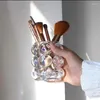 Vases Crystal Glass Makeup Tube Dressing Table Brush Holder Woman Cosmetics Organizer Desktop Beauty Tools Storage Pen