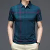 MLSHP Polo shirt met korte mouwen Heren Hoogwaardige Zomer Business Casual plaids Dunne mannelijke tops Fashion Gedrukte man Tees 3XL 240403