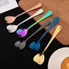 Coffee Scoops 6Pcs Gold Stainless Steel Spoon Heart Shape Silver Scoop Party Kitchen Accessories Tableware Decoration